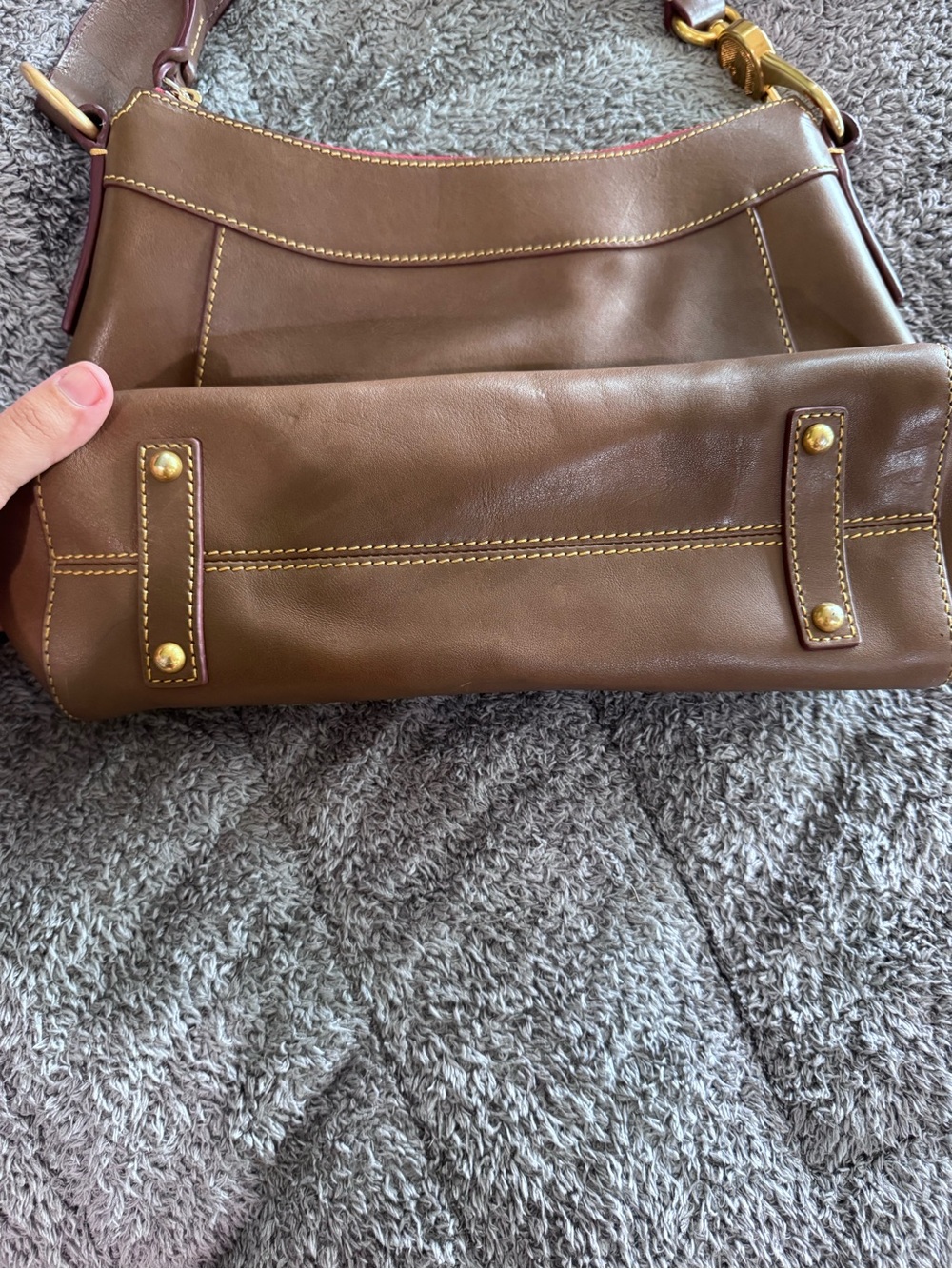 Dooney & Bourke Brown Florentine Leather Shoulder Bag - Picture 2 of 6